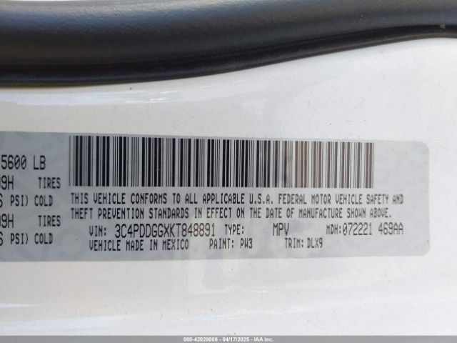 3C4PDDGGXKT848891 Dodge Journey Crossroad Awd