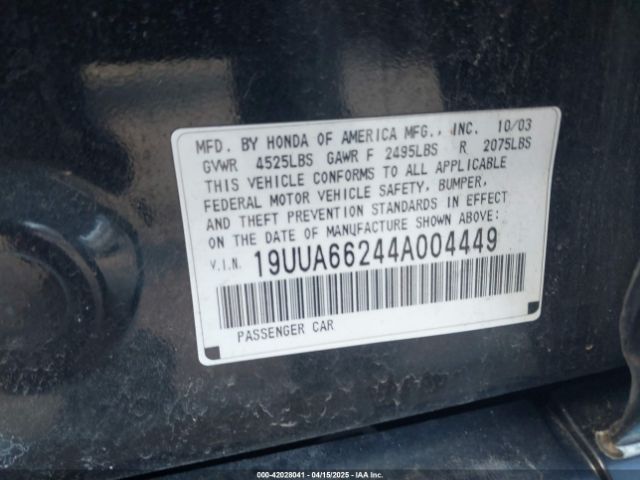 2004 ACURA TL 19UUA66244A004449 Photo 8