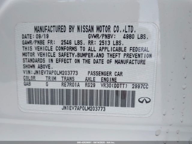 JN1EV7AP0LM203773 Infiniti Q50 LUXE