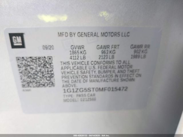 1G1ZG5ST0MF015472 Chevrolet Malibu Fwd Rs