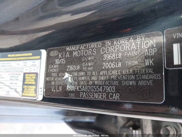 KNAFK5A82G5547903 KIA FORTE LX