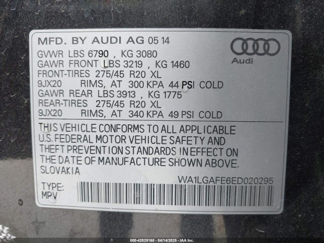 WA1LGAFE6ED020295 Audi Q7 3.0t Premium