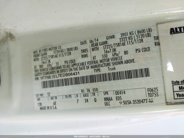 1FTNE1EL7EDB06431 Ford E-150 Commercial