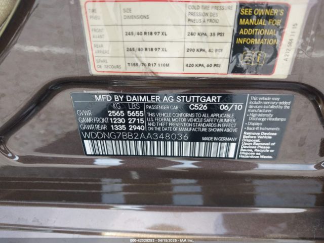 2010 MERCEDES-BENZ S 550 WDDNG7BB2AA348036 Photo 8