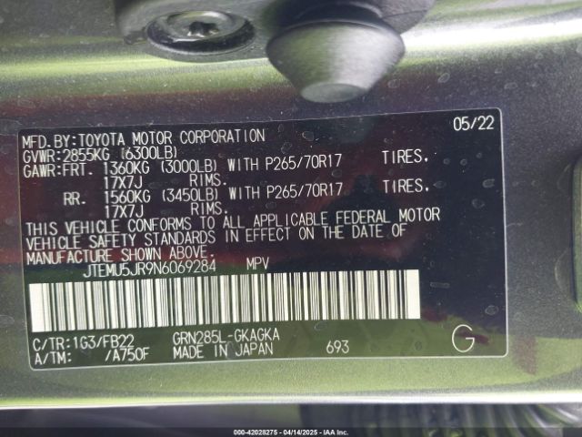 JTEMU5JR9N6069284 Toyota 4RUNNER SR5