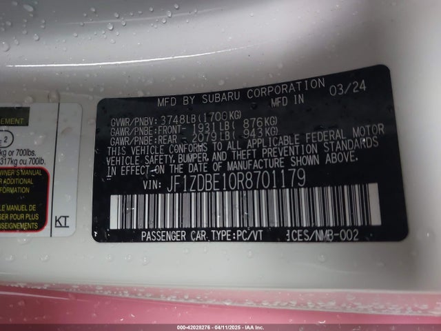 JF1ZDBE10R8701179 Subaru Brz Limited