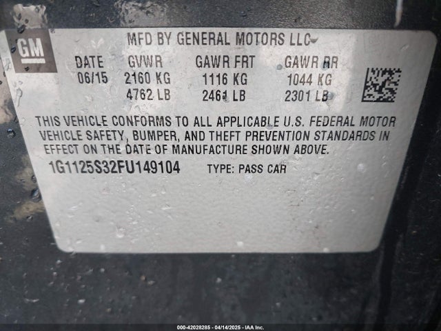 1G1125S32FU149104 Chevrolet Impala 2lt