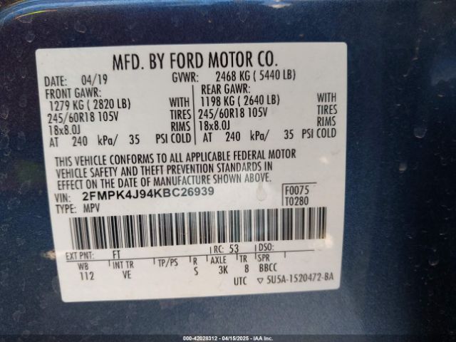 2019 FORD EDGE 2FMPK4J94KBC26939 Photo 8