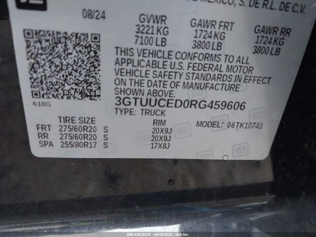 3GTUUCED0RG459606 GMC Sierra 1500 4wd  Standard Box Elevation