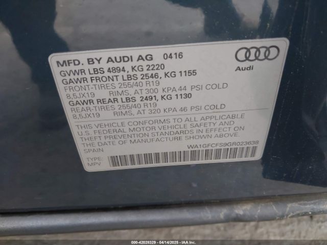 WA1GFCFS9GR023638 Audi Q3 2.0t Premium Plus