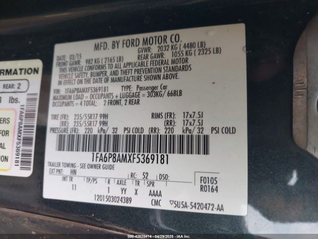 2015 FORD MUSTANG 1FA6P8AMXF5369181 Photo 8