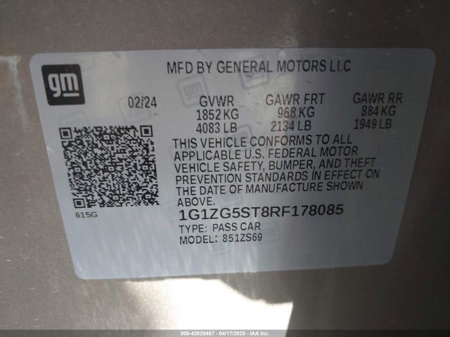 1G1ZG5ST8RF178085 Chevrolet Malibu Fwd Rs