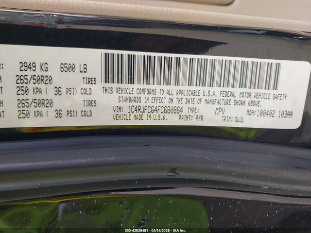 Jeep Grand Cherokee 2015 1C4RJFCG4FC680864 Image 9