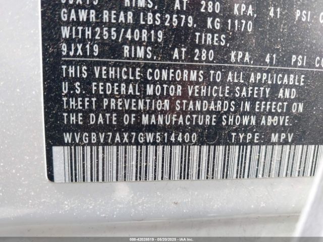 WVGBV7AX7GW514400 Volkswagen Tiguan Sel