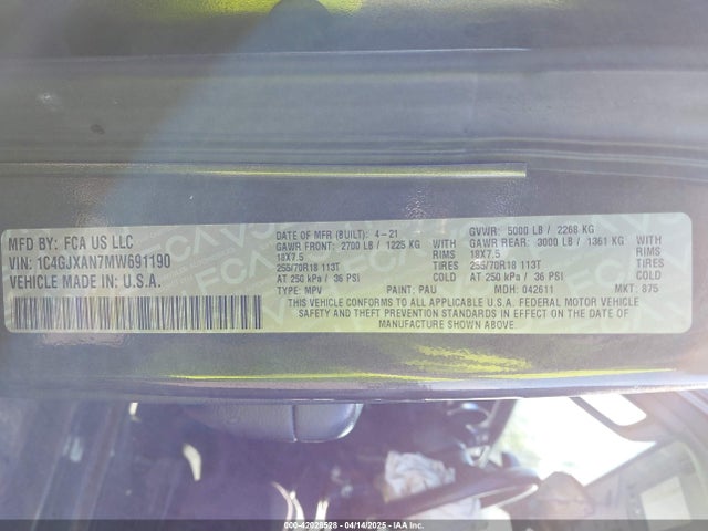 1C4GJXAN7MW691190 Jeep Wrangler 80th Anniversary 4x4