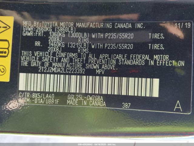 2T2JZMDA2LC223392 Lexus RX 350