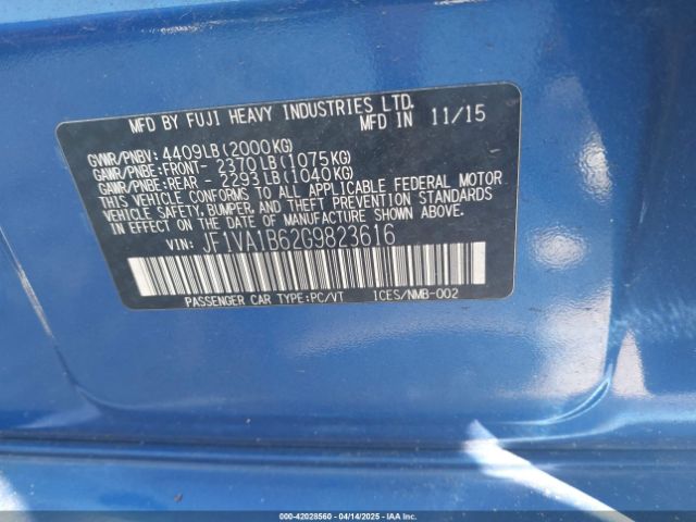 JF1VA1B62G9823616 Subaru WRX