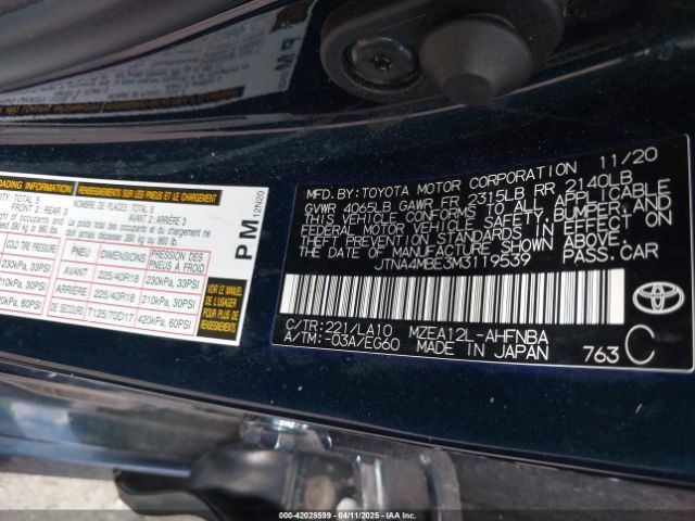 JTNA4MBE3M3119539 Toyota Corolla Xse