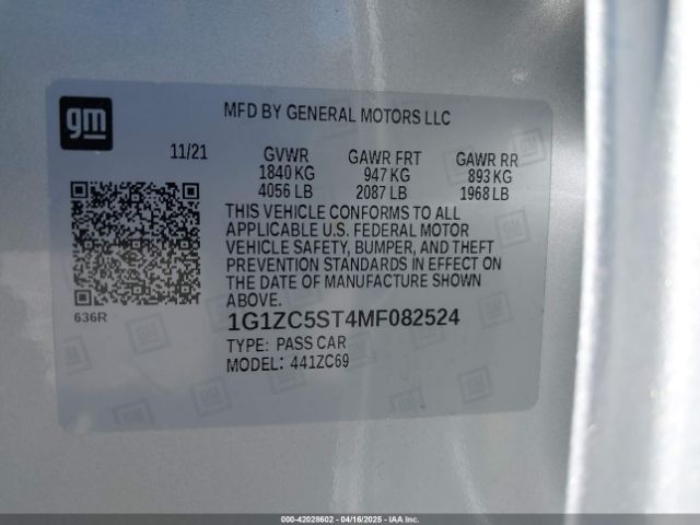 1G1ZC5ST4MF082524 Chevrolet Malibu Fwd 1fl