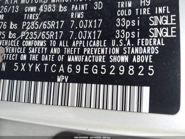5XYKTCA69EG529825 KIA SORENTO LX