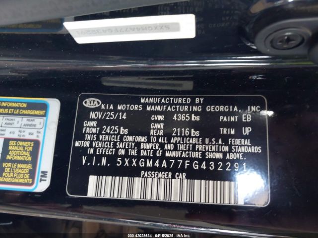 5XXGM4A77FG432291 KIA Optima Lx