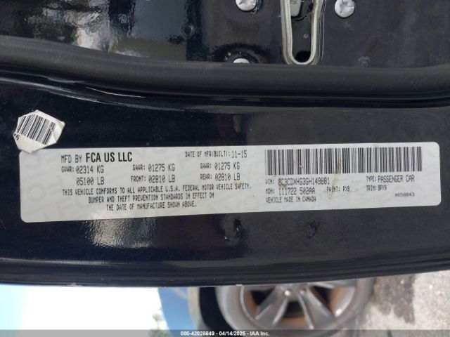 2C3CDXHG3GH149881 Dodge Charger Sxt