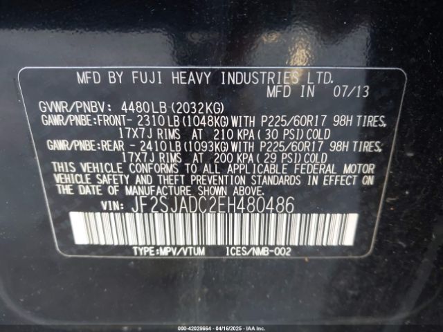 JF2SJADC2EH480486 Subaru Forester 2.5i Premium