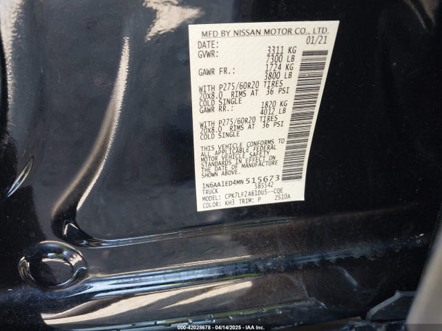 1N6AA1ED4MN515673 Nissan Titan Platinum Reserve 4x4