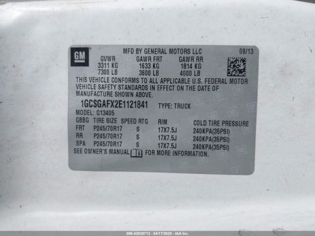 1GCSGAFX2E1121841 Chevrolet Express 1500 Work Van