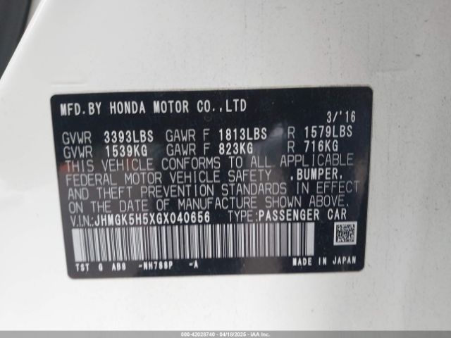JHMGK5H5XGX040656 Honda l15b1