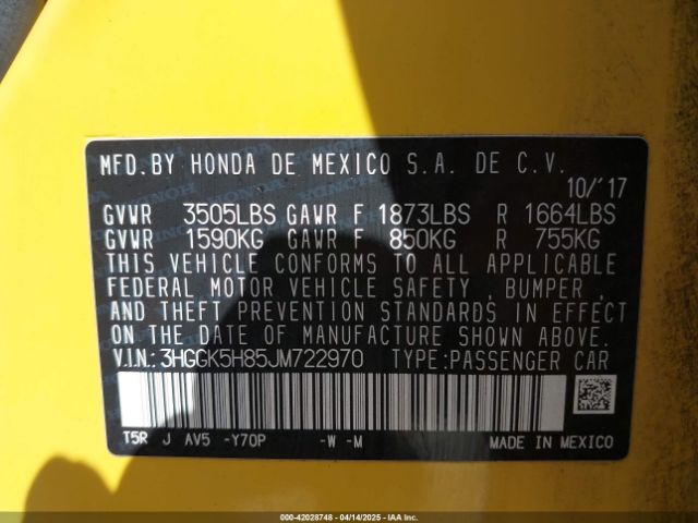 3HGGK5H85JM722970 Honda FIT EX