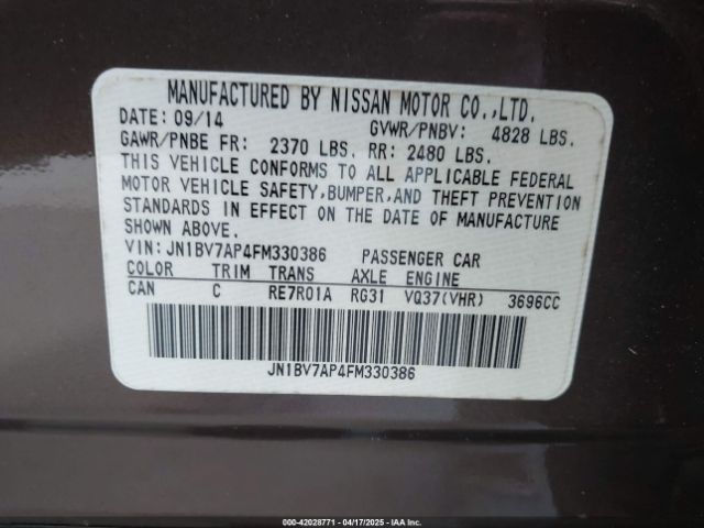 JN1BV7AP4FM330386 Infiniti Q50 Premium