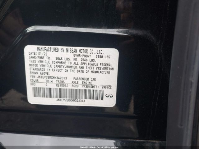 JN1EV7BRXNM342313 Infiniti Q50 Luxe Awd