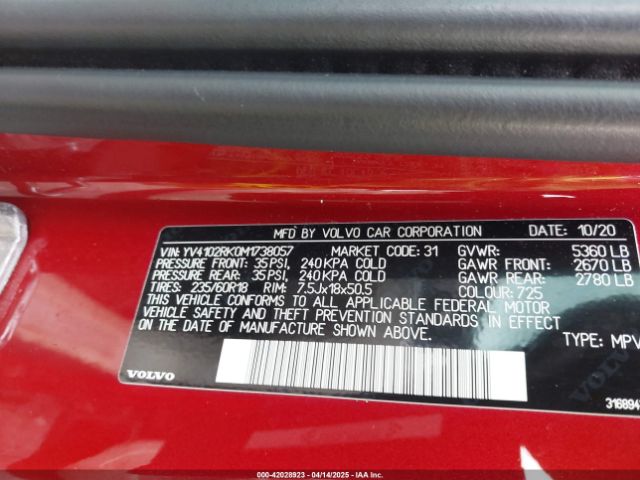 YV4102RK0M1738057 Volvo Xc60 T5 Momentum