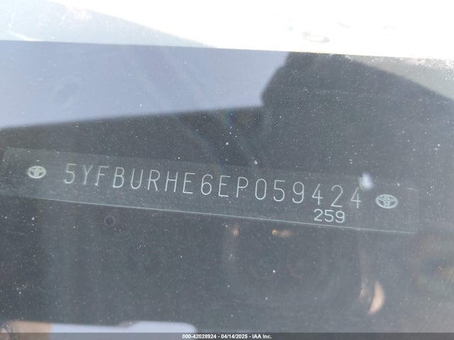 5YFBURHE6EP059424 Toyota 2zr-fe