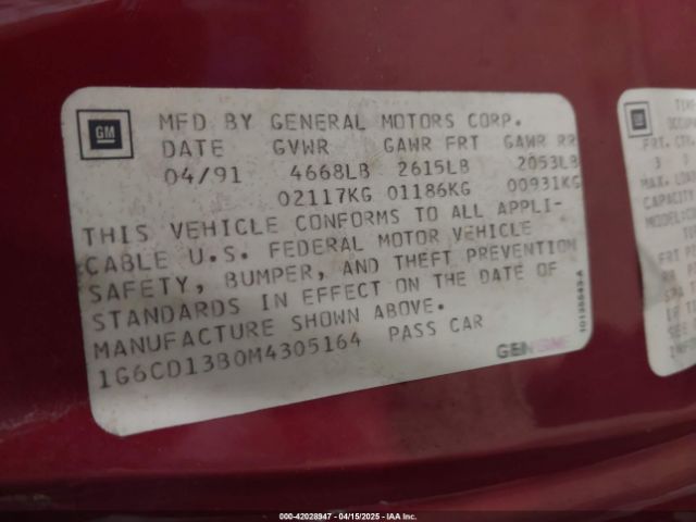 1991 CADILLAC DEVILLE 1G6CD13B0M4305164 Photo 8