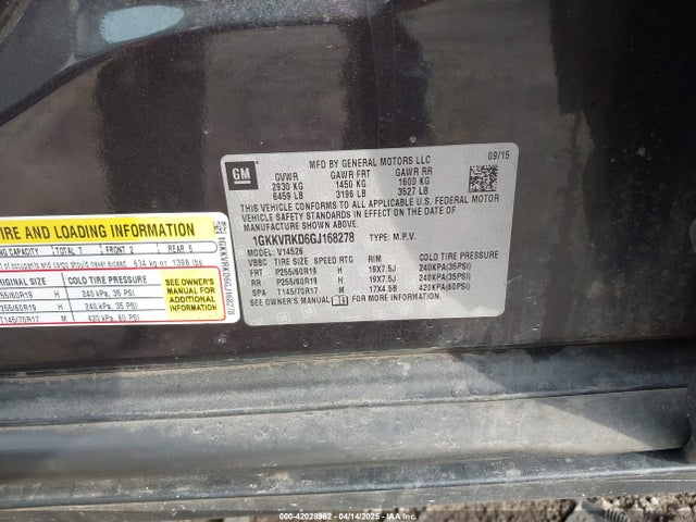 1GKKVRKD6GJ168278 GMC Acadia Slt-1