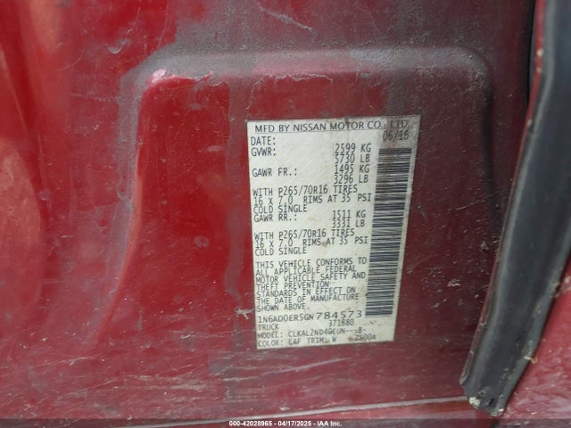 1N6AD0ER5GN784573 Nissan 2016