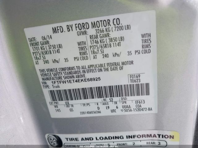 2014 FORD F-150 1FTFW1ET4EKE68925 Photo 8