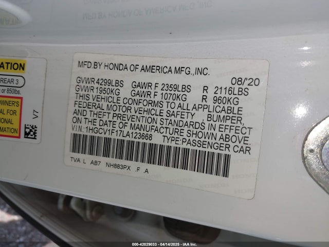 1HGCV1F17LA123668 Honda ACCORD LX