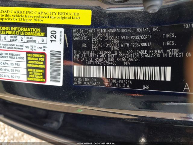 2017 TOYOTA SIENNA 5TDYZ3DC2HS794460 Photo 8