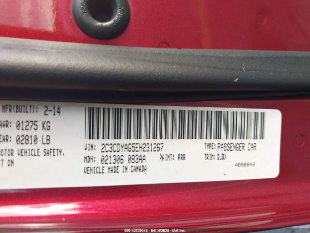 2C3CDYAG5EH231267 Dodge Challenger Sxt 100th Anniversary Appearance Group