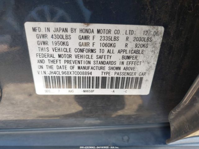 2007 ACURA TSX JH4CL968X7C008894 Photo 8