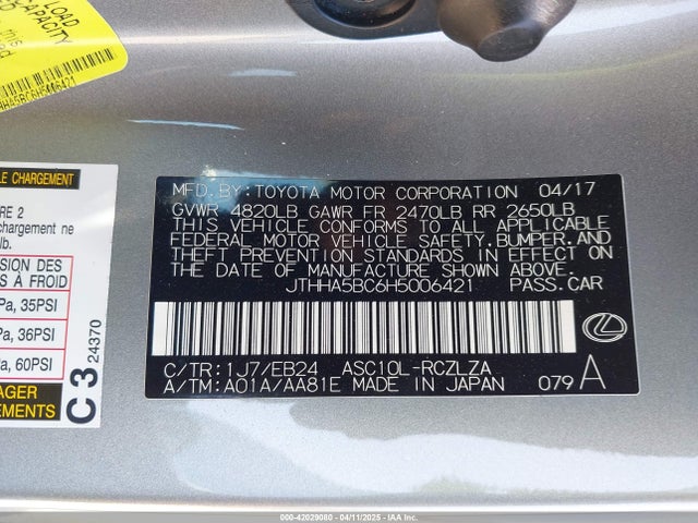 Lexus RC 200T 2017 JTHHA5BC6H5006421 Image 9