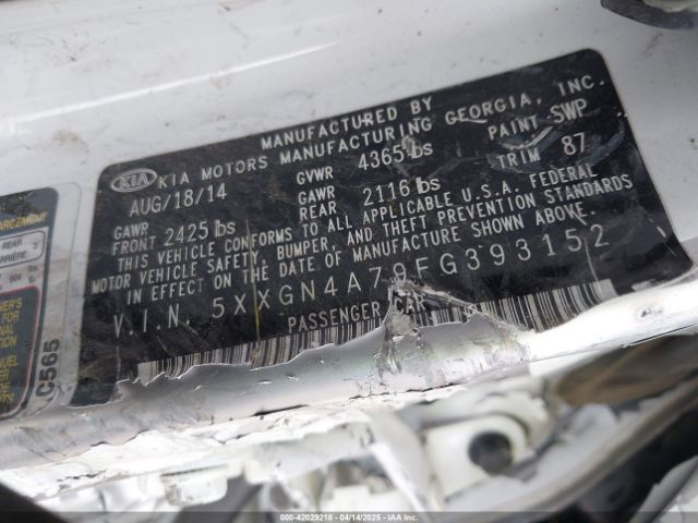 5XXGN4A79FG393152 KIA OPTIMA EX
