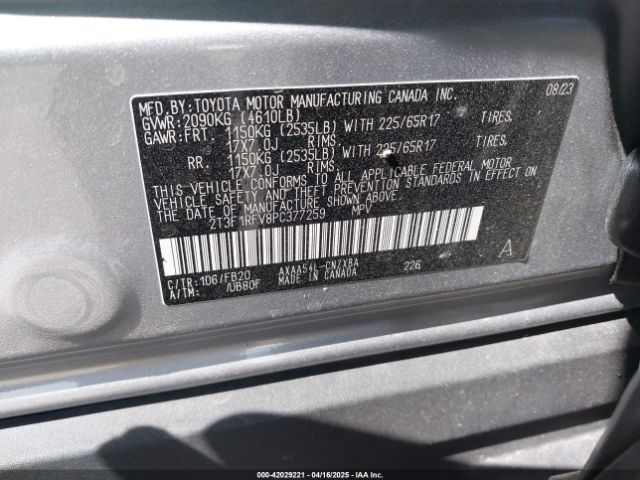 2T3F1RFV8PC377259 Toyota RAV4 LE