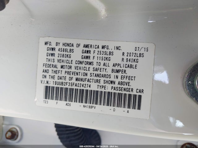 19UUB2F35FA024274 Acura Tlx V6