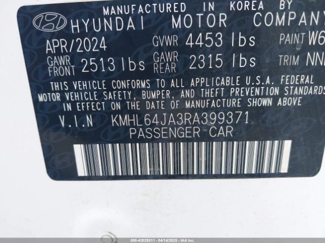 KMHL64JA3RA399371 Hyundai SONATA SEL