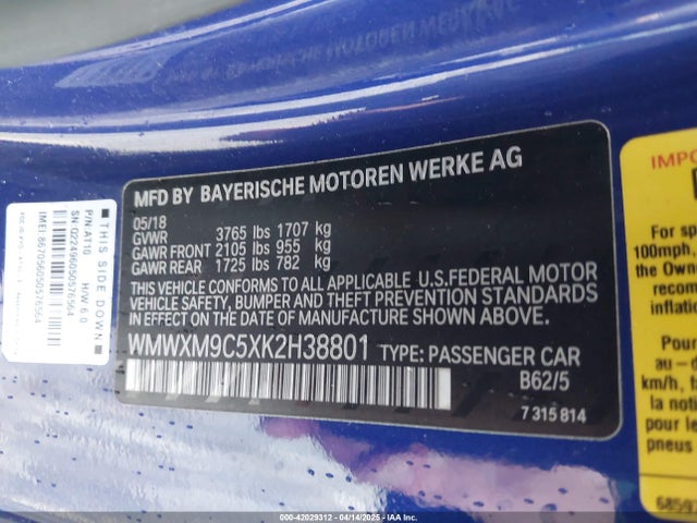 WMWXM9C5XK2H38801 Mini Hardtop John Cooper Works