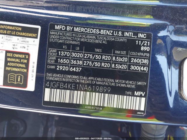 4JGFB4KE1NA619899 Mercedes-Benz Gle 350 4matic